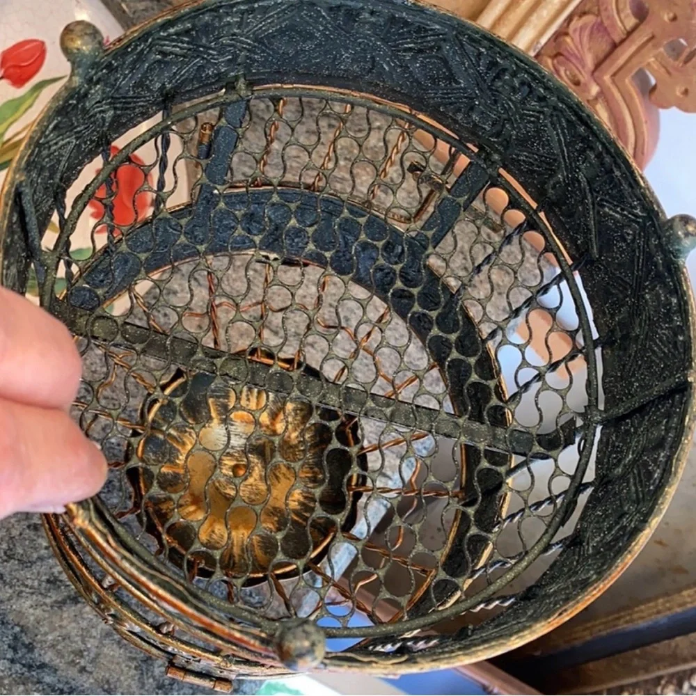 VINTAGE Gilded Bird Cage Metal Home Accent in Copper and Bronze, EUC